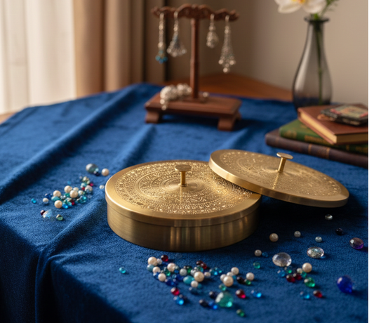 Brass Multi-Compartment Decorative Storage Box