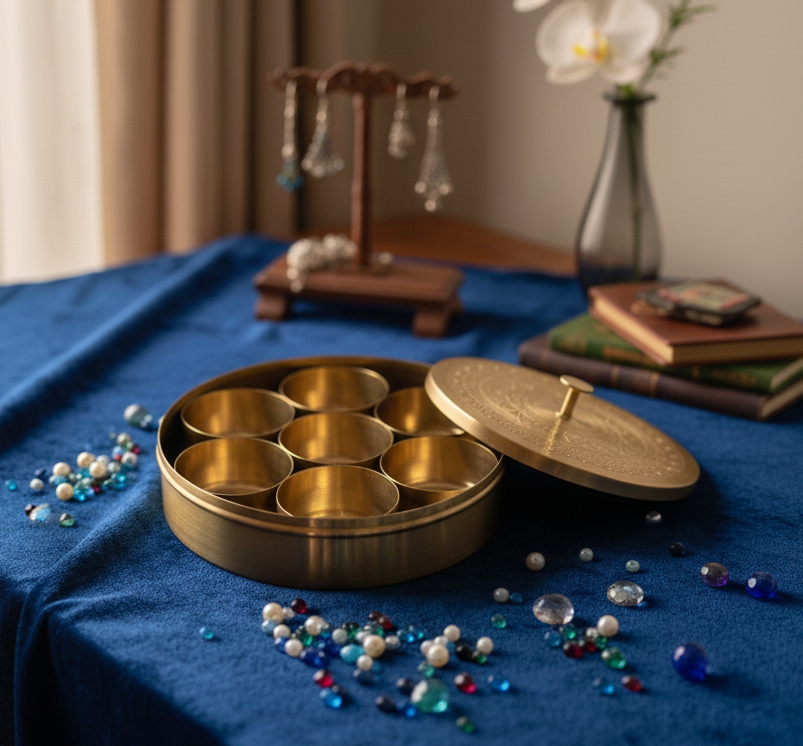 Brass Multi-Compartment Decorative Storage Box