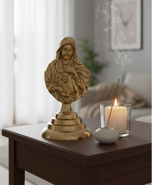 Brass Bust of the Immaculate Heart of Mary – Mindful Spiritual Decor