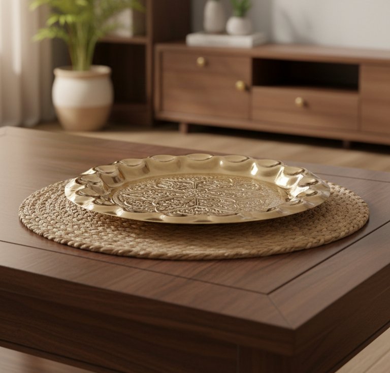 Brass Decorative Plate - 22cm diameter