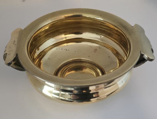 Handcrafted Brass Bowl with Decorative Handles – Lightweight Traditional Uruli